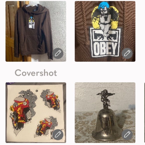 Obey Brown guilty angel hoodie sz S+6 Bulldog Stickers NIP - Picture 1 of 15